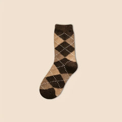 5 Pairs Argyle & Leopard Socks Mid Tube Women's Stockings