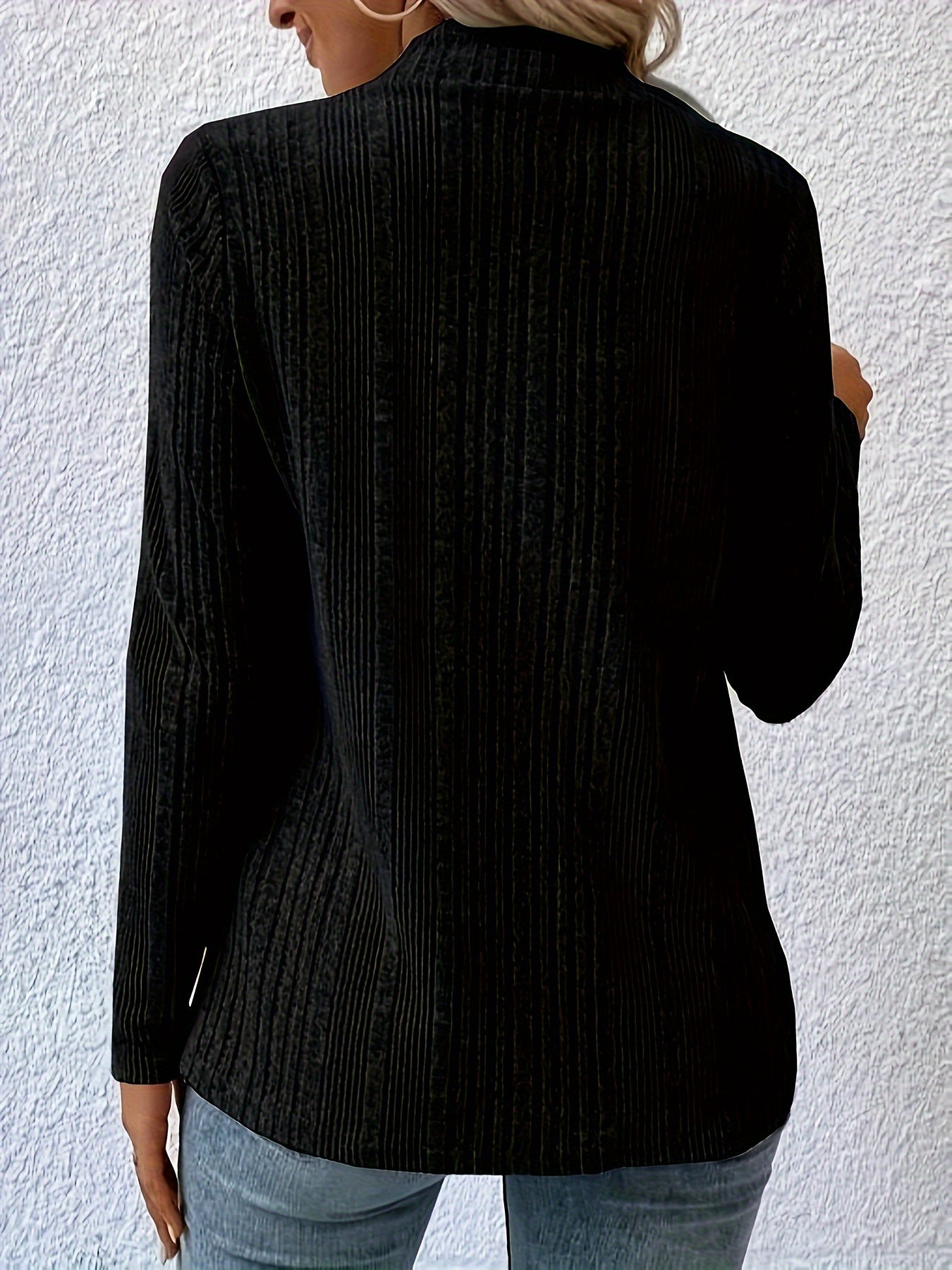  Casual Cardigan Solid Waterfall Collar Open Front