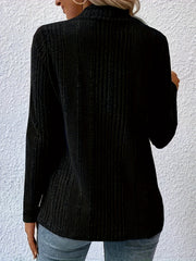  Casual Cardigan Solid Waterfall Collar Open Front