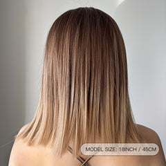 Ombre Bob Wig Straight Synthetic Hair with Bangs for Women