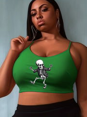  Halloween Skull Print Cami Top Women's