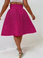  Dot Print High Rise Pleated Skirt