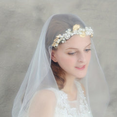 Golden Hairband Faux Pearl Tiara Wedding Dress Accessories