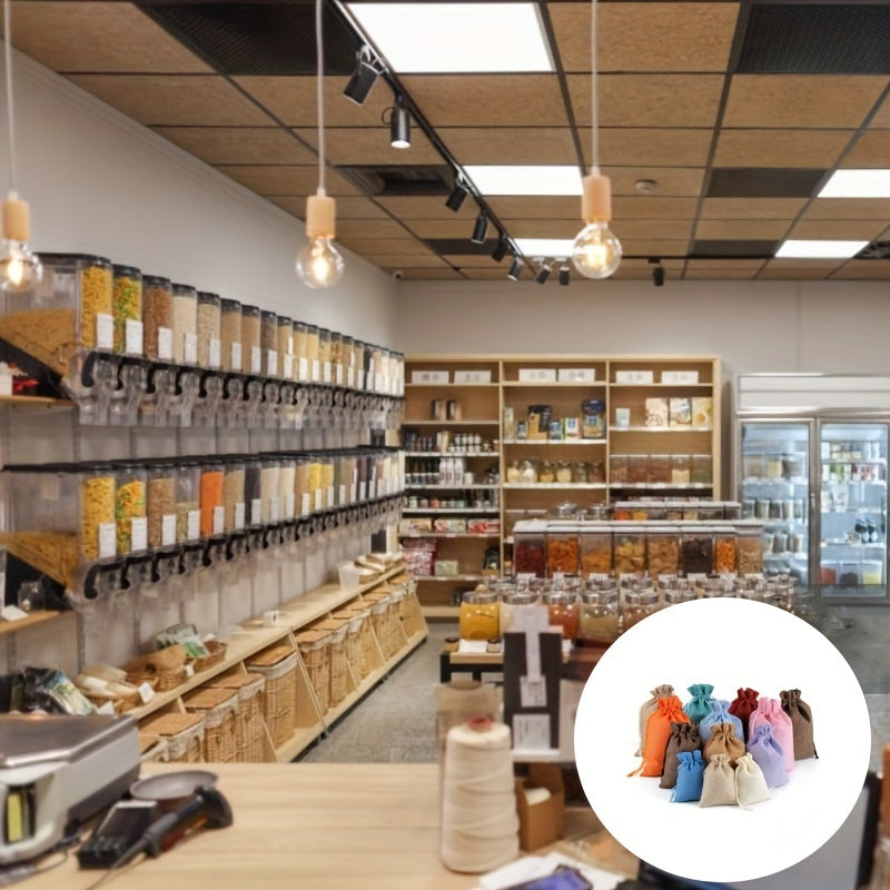 10pcs Drawstring Gift Bags in Mixed Colors for Christmas Party Favor Supplies