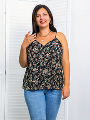  Boho Cami Top Ditsy Print V Neck Backless Beachwear Summer