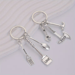 2pcs Alloy Tool Pendant Keychain For Men - Summer Casual Business Pendant