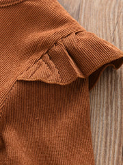 Girls' Corduroy Bow Ruffle Swing Dress for Party Holiday