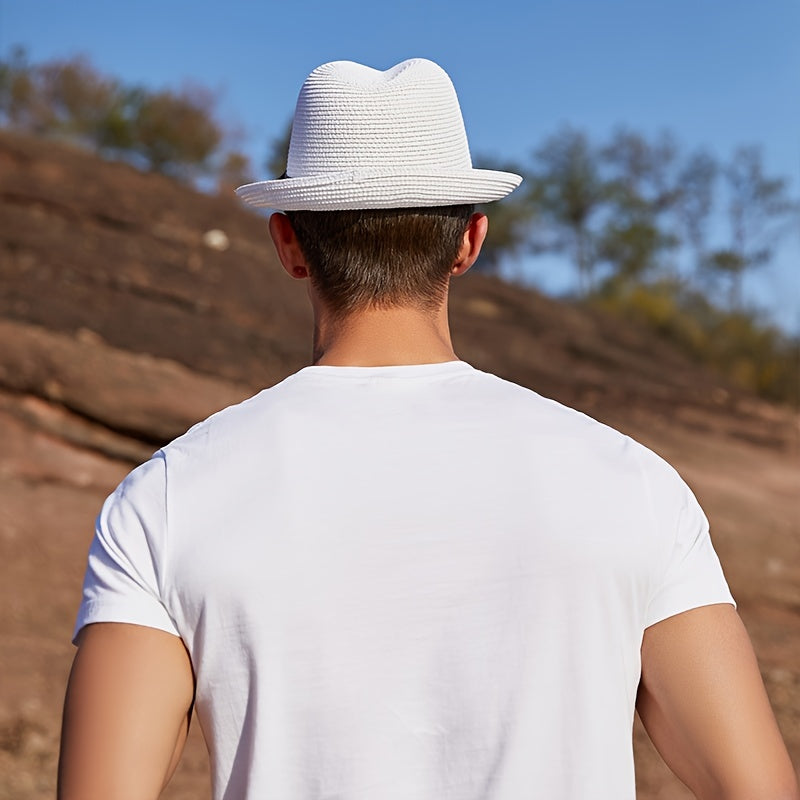 Men's Large Brim Sun Hat Straw Beach Hat Small Top Hat