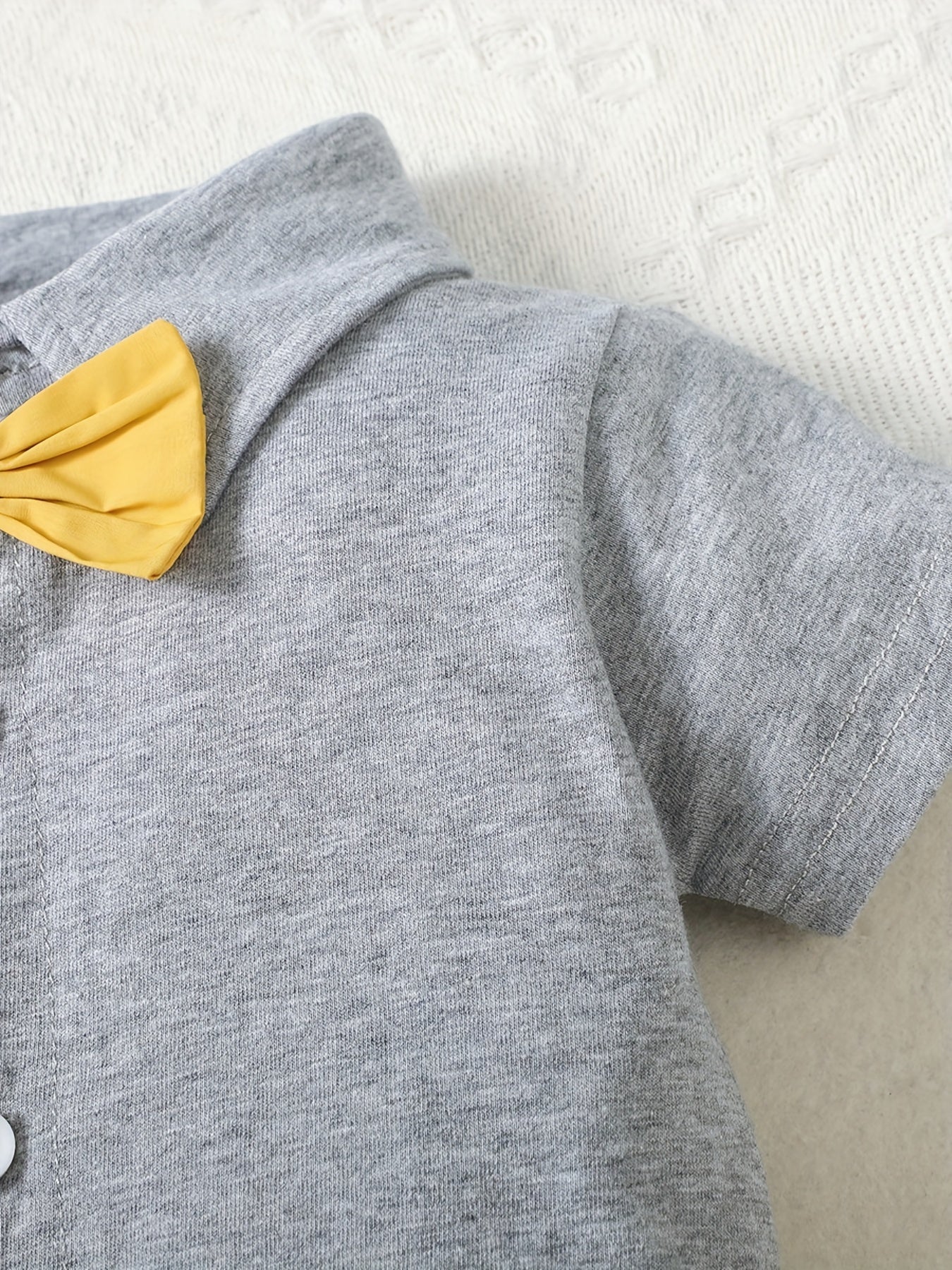 Baby Boy's Formal Shirt & Shorts Set with Bow Tie