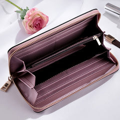 Women's Vintage Long Clutch Purse Faux Leather Coin Purse Zipper Bag