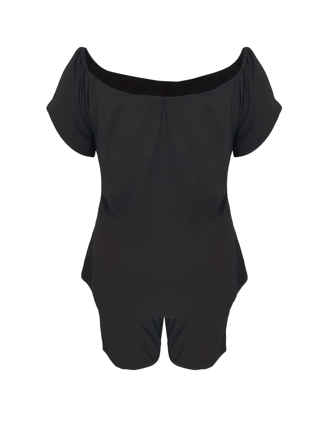 Plus Lip & Slogan Print Off Shoulder Tee & Shorts Set