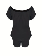 Plus Lip & Slogan Print Off Shoulder Tee & Shorts Set