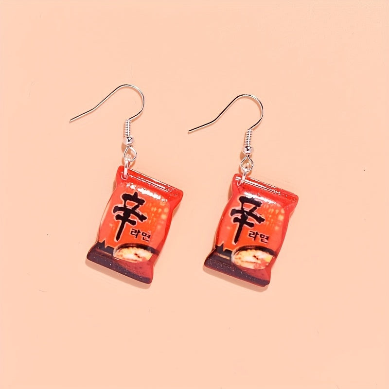 Y2K Kpop Instant Noodles Resin Drop Earrings Food Dangle Women Jewelry