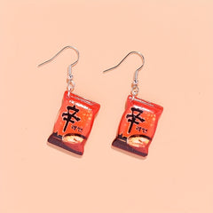 Y2K Kpop Instant Noodles Resin Drop Earrings Food Dangle Women Jewelry
