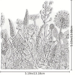 Spring Flowers Leaves Background Clear Stamps for Crafts