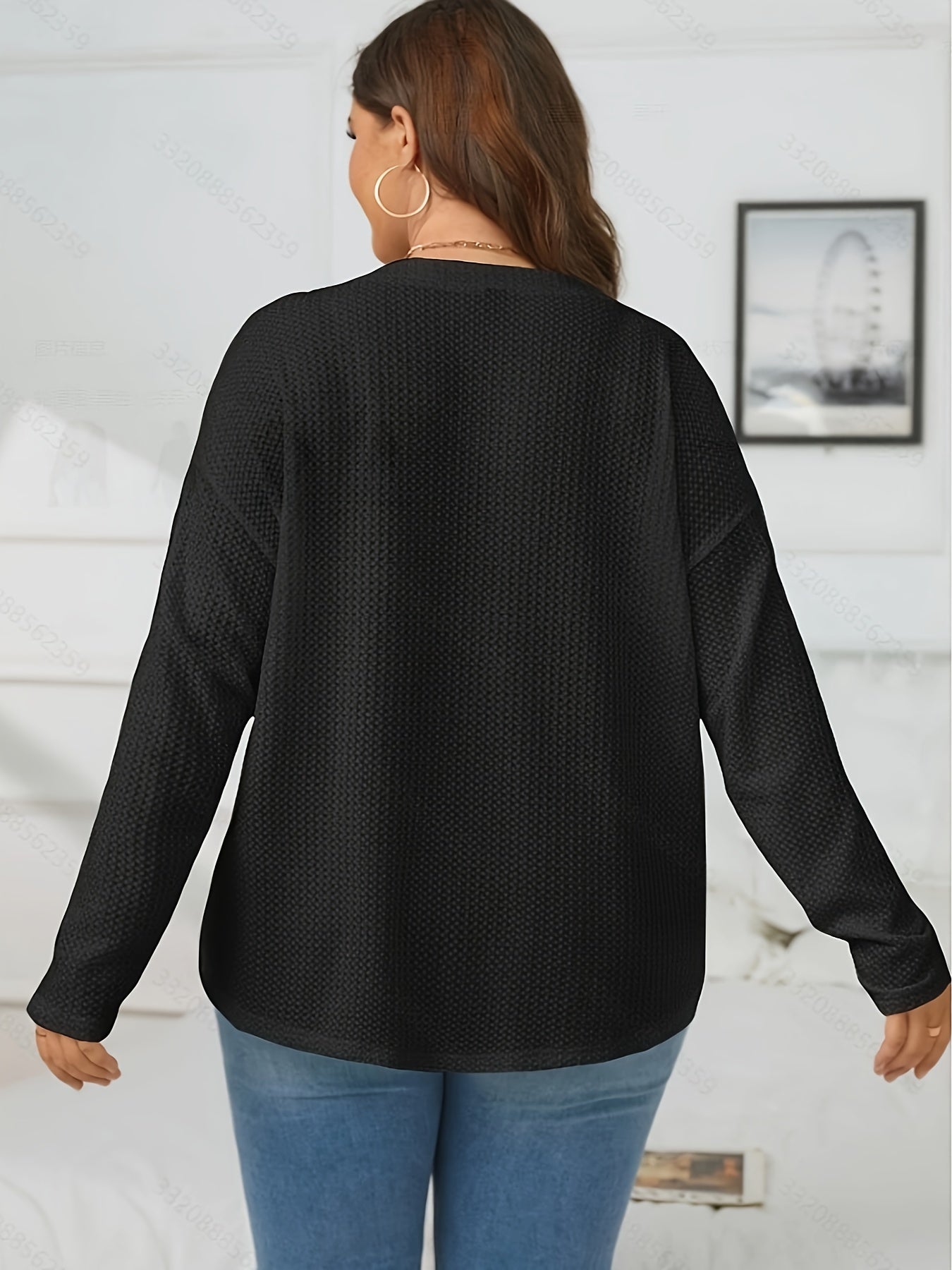  Casual Cardigan Solid Long Sleeve Button Up Waffle Knit Cardigan