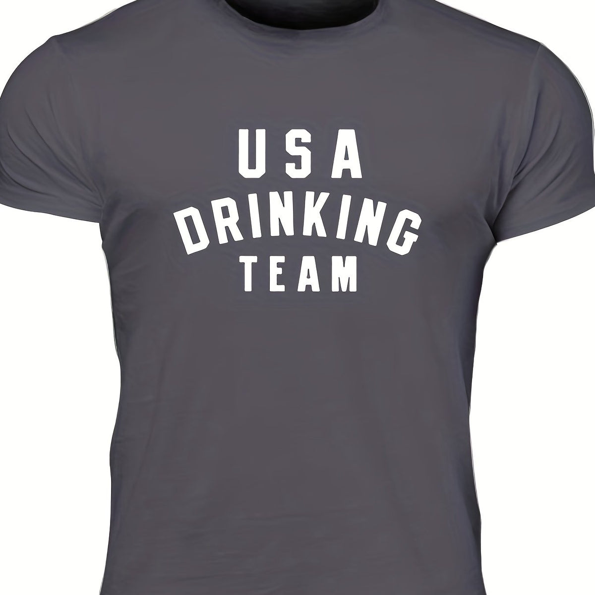 Drinking Team Men's Letter Print T-shirt Casual Stretch Tee