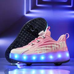 Girl's LED Roller Shoes Reflective Wheel Skate Sneakers