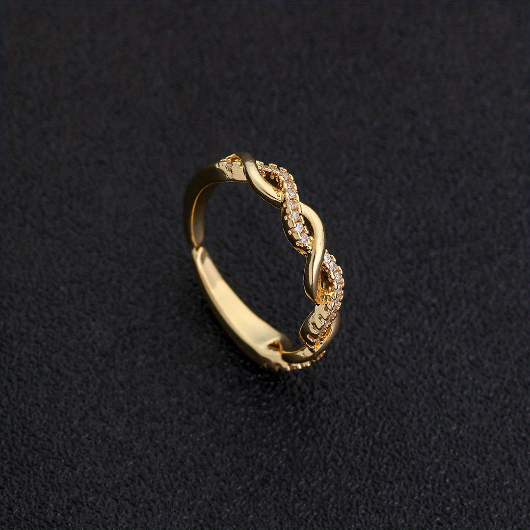 18K Plated Zircon Ring Adjustable Finger Size Jewelry For Men/Women