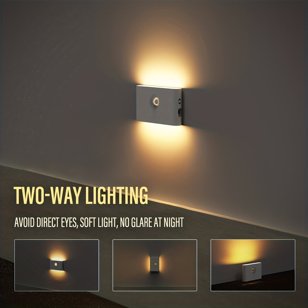 LED Motion Sensor Night Light Outdoor USB Rechargeable Wall Light