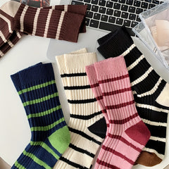 Colorblock Striped Socks Mid Tube Women's Stockings