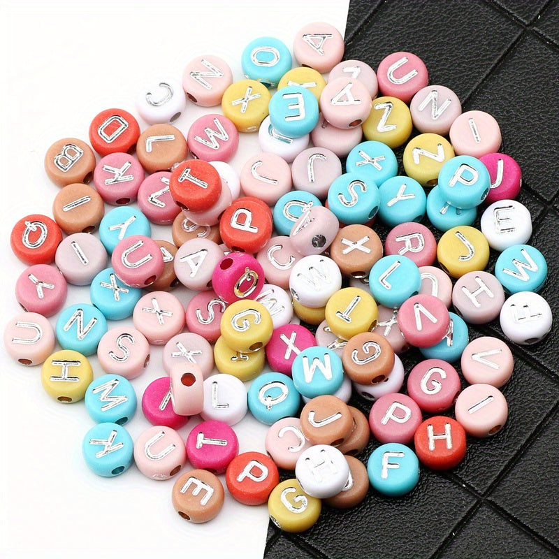100pcs Mixed Acrylic Heart Letter Beads for DIY Jewelry Making