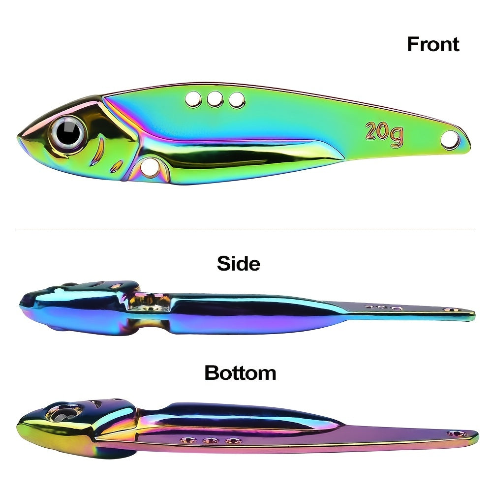Reflective VIB Sequins Long Throw Lure with Feather Hook