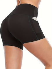 3 Pack Plus Size Sports Shorts Women's Plus Solid Pipping Medium Stretch