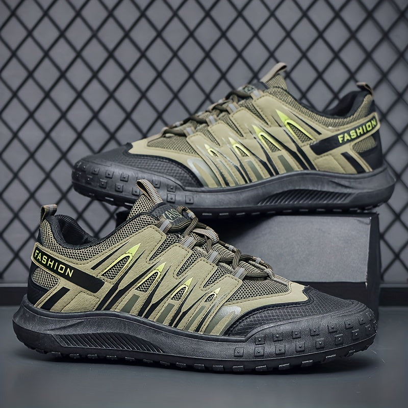Men's Breathable PU Leather Hiking Shoes Non Slip Sneakers