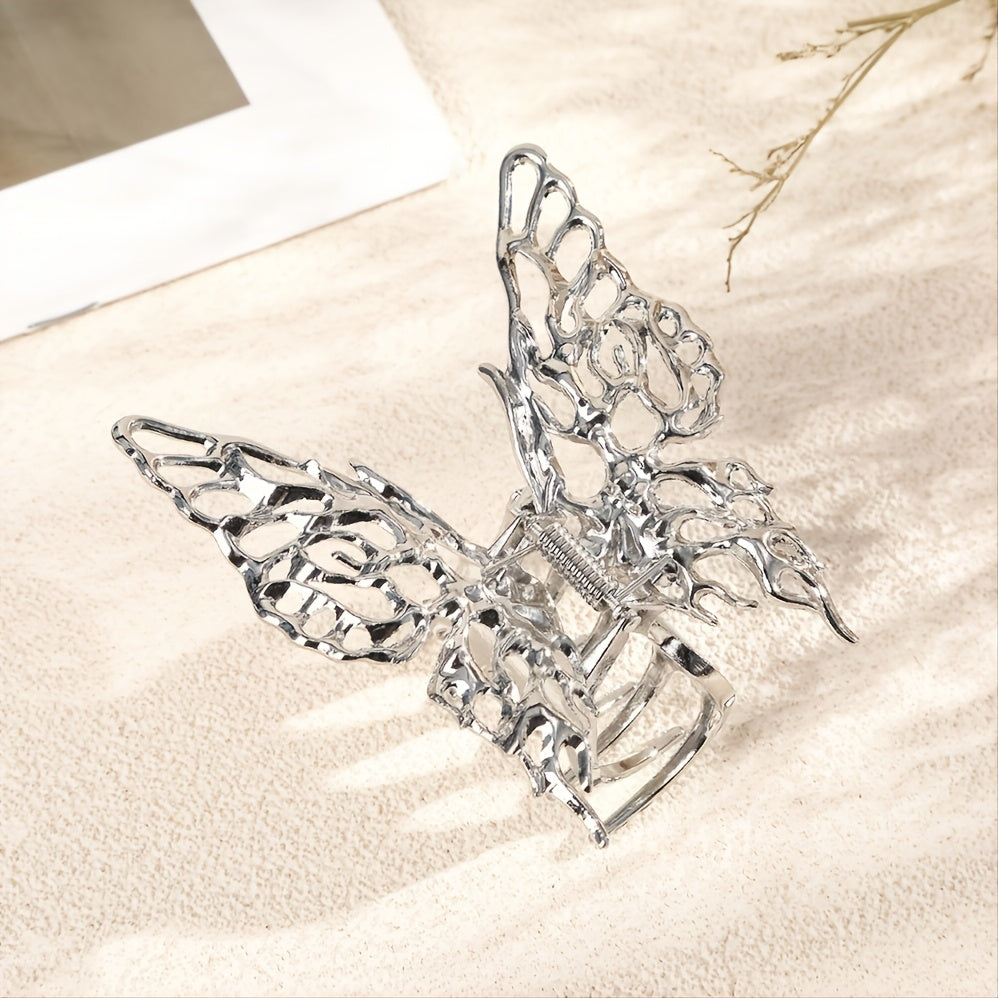 Hollow Butterfly Chignon Hair Clip Strong Hold Grip Hair Jaw Clip
