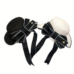 Cute Bowknot Sun Hat UV Protection Beach Straw Hat for Women