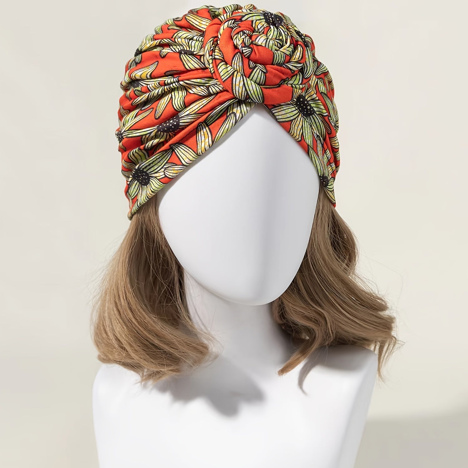 Printed Swirl Flower Headscarf Hat Bohemian Ethnic Style Snail Hat