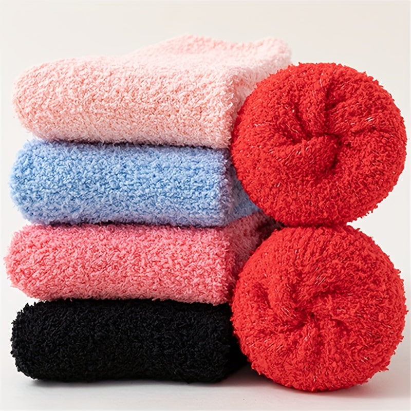 6 Pairs of Cozy Fuzzy Mid Tube Socks for Women