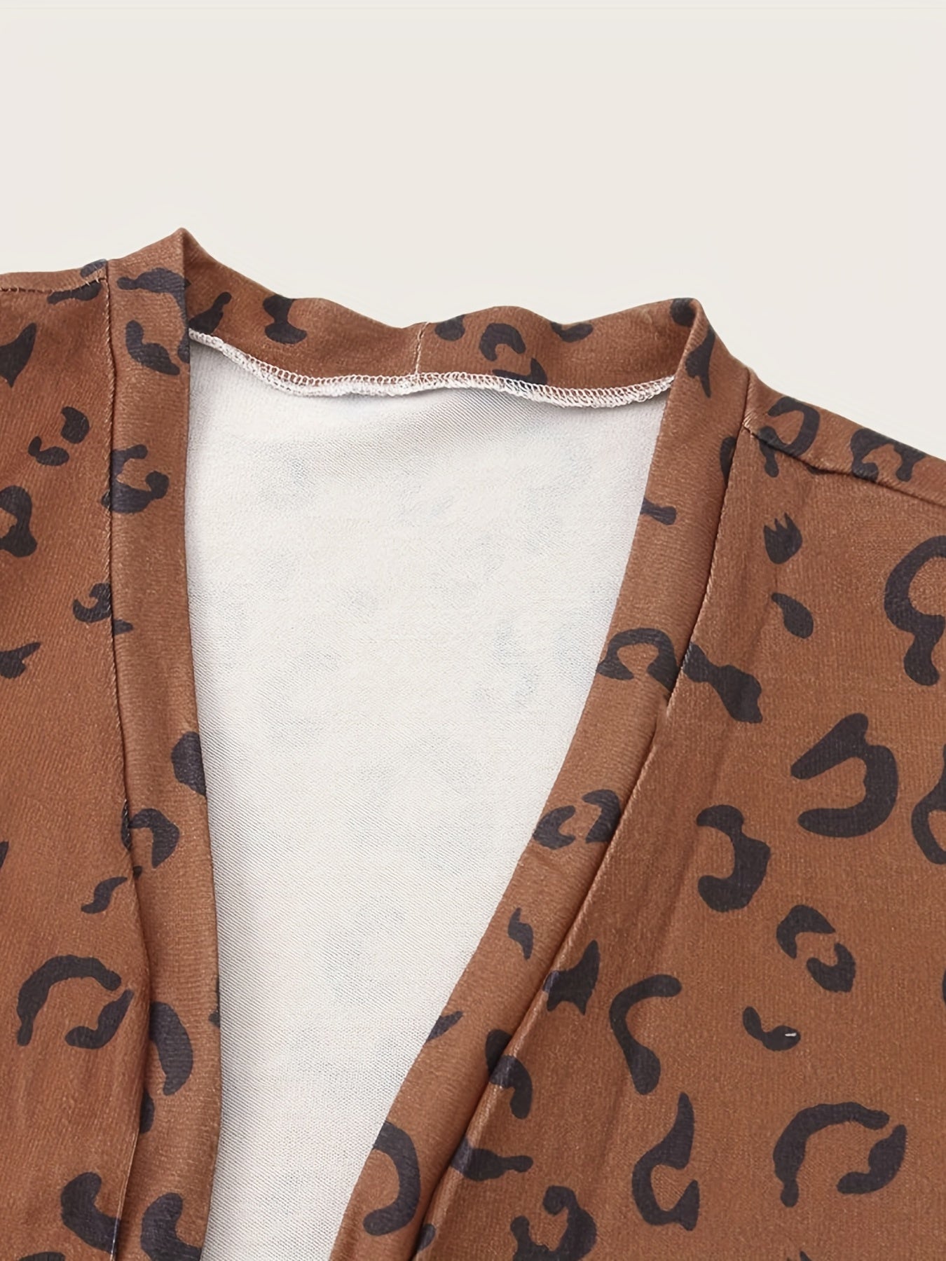  Colorblock Leopard Pattern Cardigan