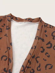  Colorblock Leopard Pattern Cardigan