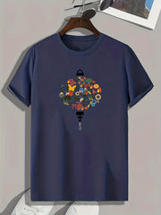 Lantern Pattern Print Men's Sports T-shirt Outdoor Fitness Tee Gift For Men