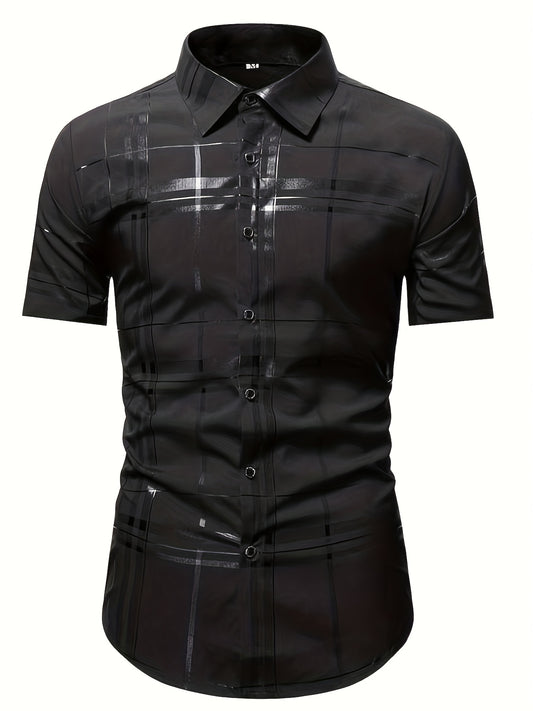 Stripe Print Men s Casual Short Sleeve Shirt Summer Vacation Resort Tops For Men