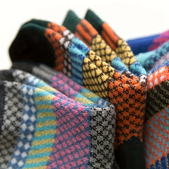5 Pairs Geometric Pattern Socks Colorblock Warm Stockings