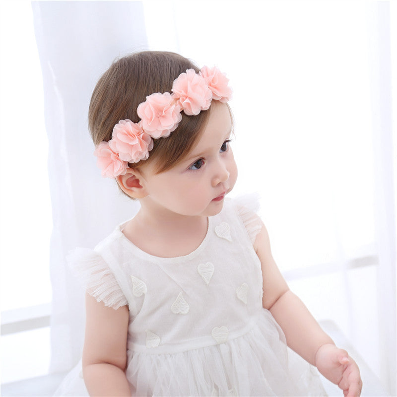 Pink Ribbon Flower Headband for Baby Photography
