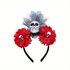 Halloween Rose Skull Headband Floral Hair Band For Women Girls