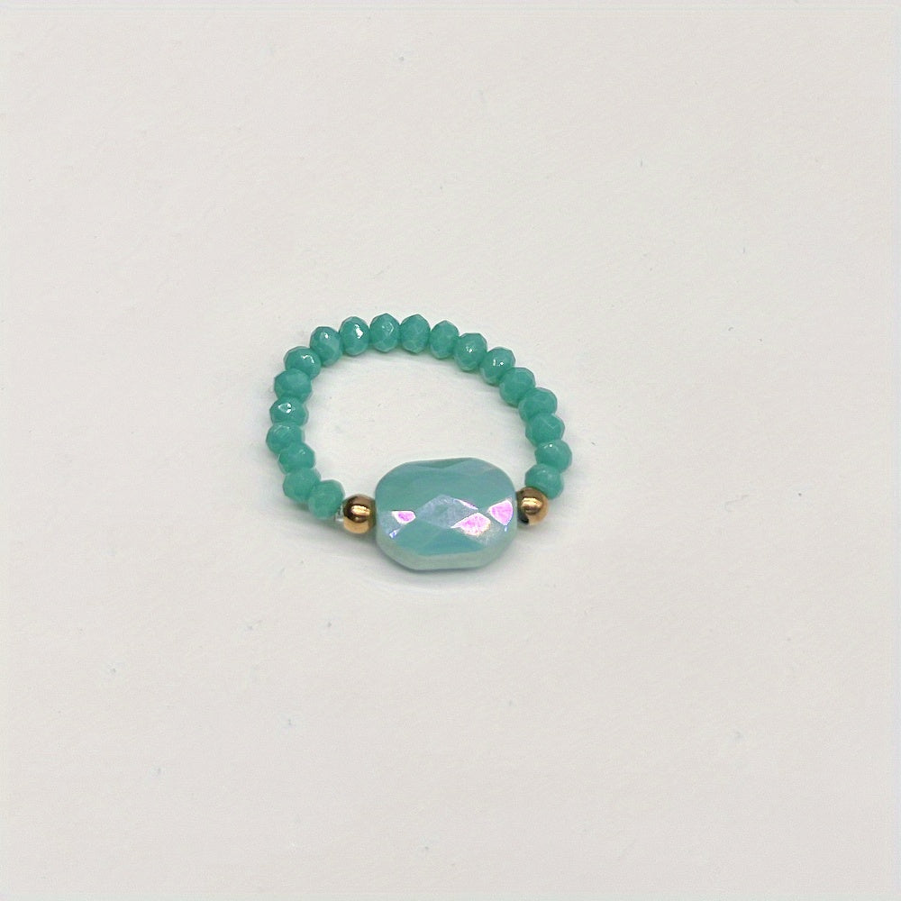 Colorful Crystal Glass Beads Ring for Women