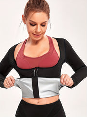 Long Sleeve Zipper Shaping Tops Waist Trainer Tummy Control Slimmer