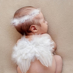 Baby Angel Hair Ring Feather Wings Photo Set