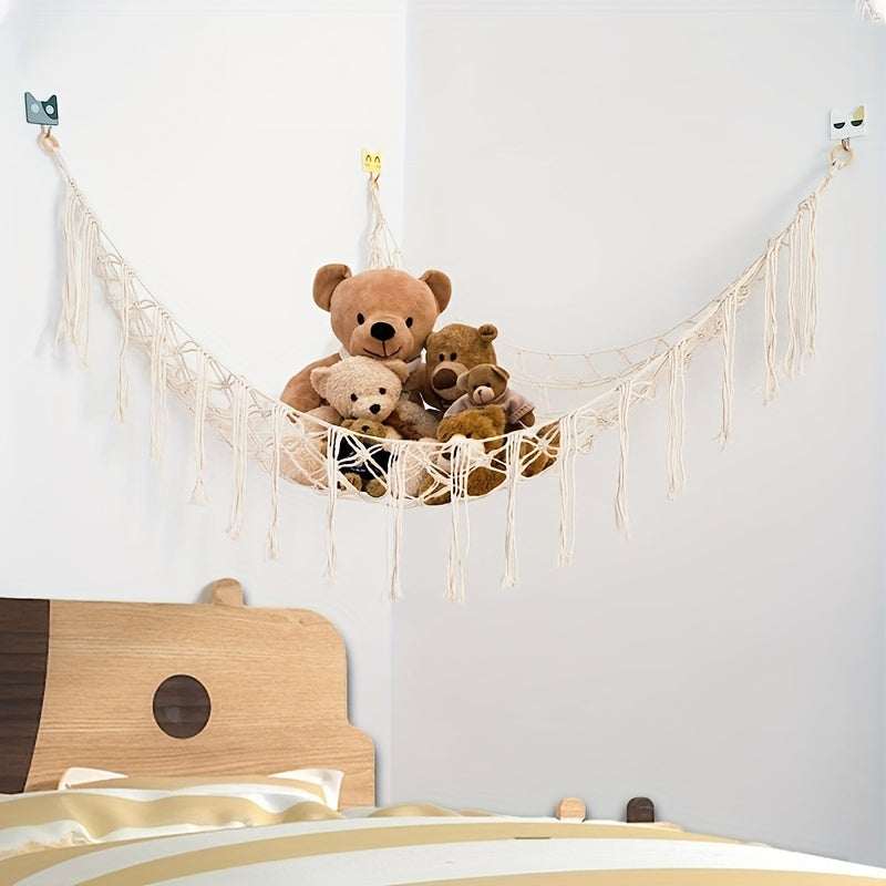 Boho Stuffed Animals Net Hammock Toy Storage Holder