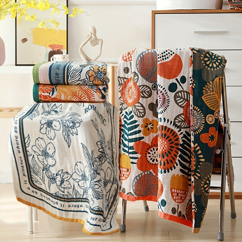 Flower Pattern Bath Sheet Soft and Absorbent Towel