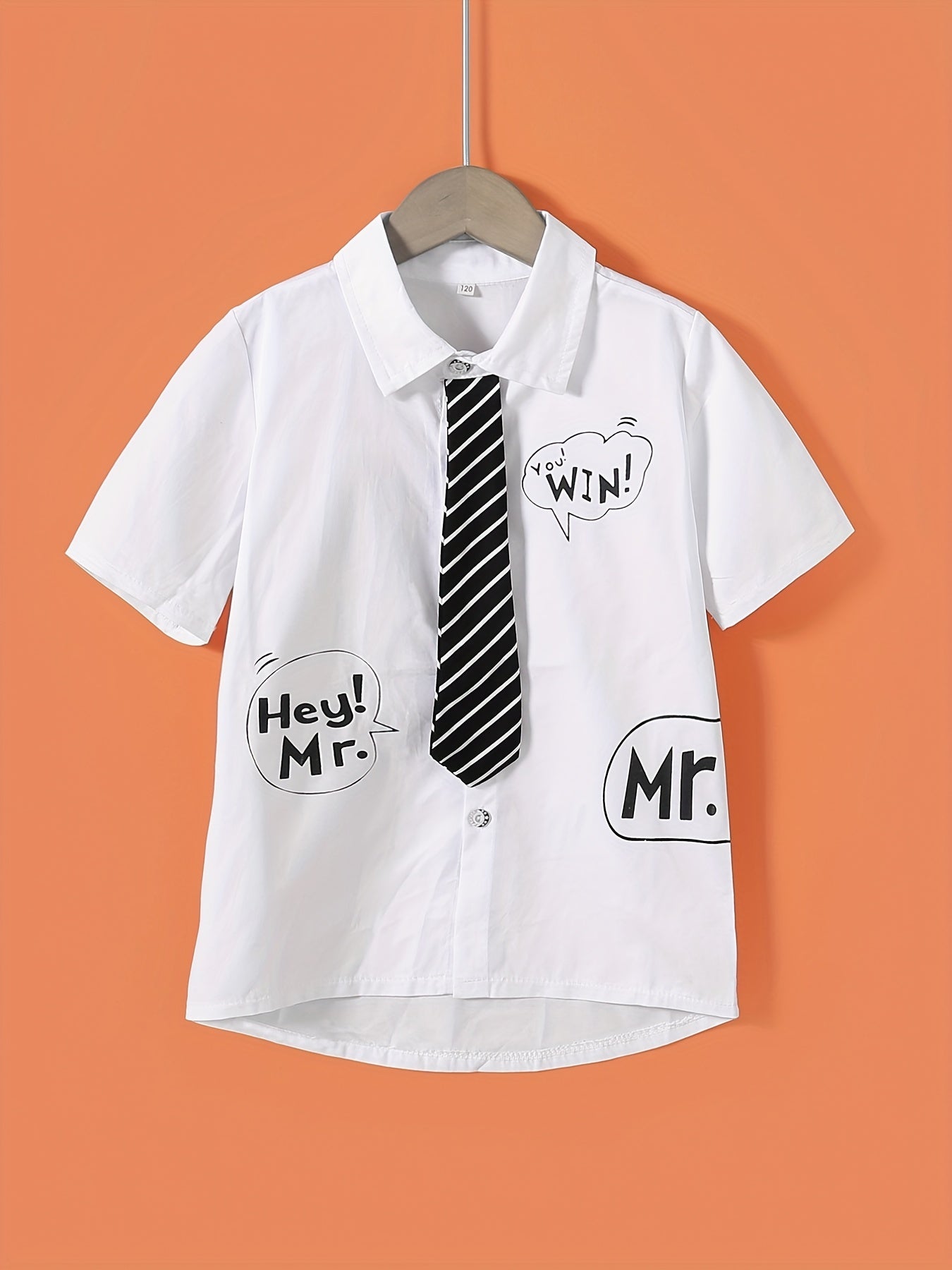 Boys Short Sleeves Tie Shirt Preppy Style Summer Kids Clothes