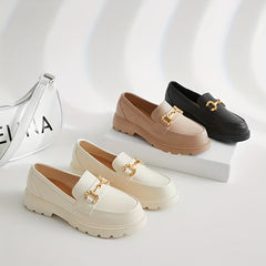 Women's Closed Toe Slip On Loafers with Metal Decor Shoes