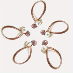 5pcs Faux Pearl Hair Tie Rope Rings Ponytail Holder Accessories