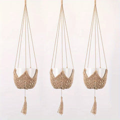 3pcs Guno Macrame Plant Hanger Hand Woven Boho Flowerpot Rack
