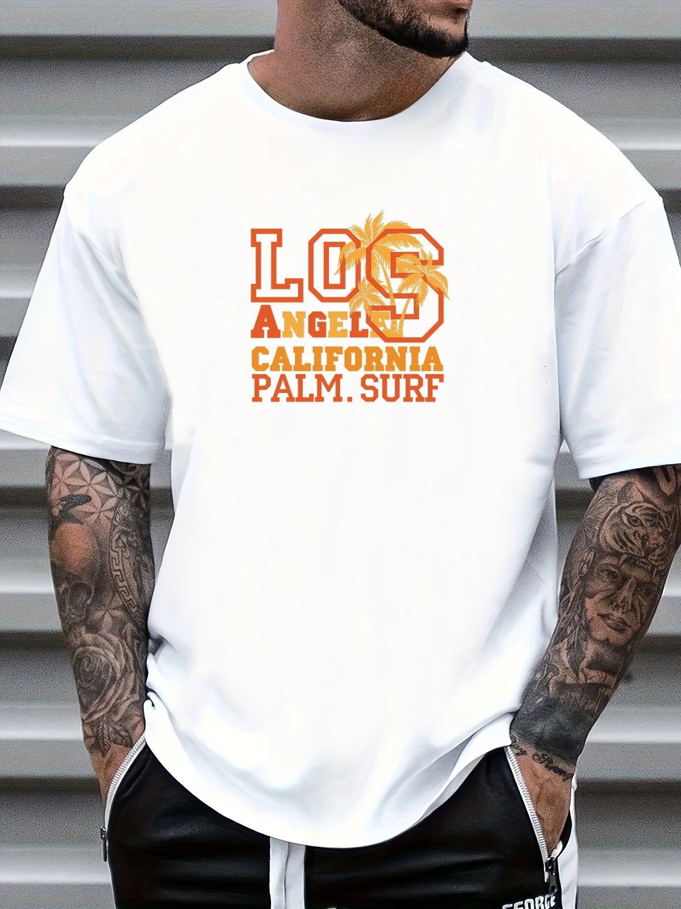 Men's Printed Crew Neck T-shirt for Summer